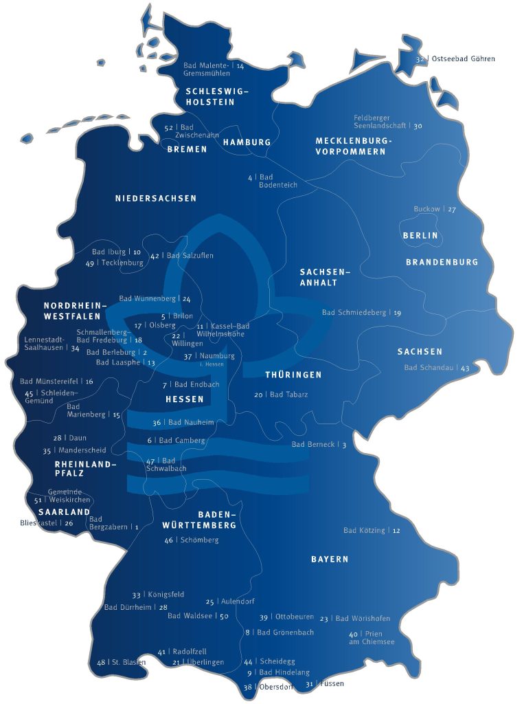 Deutschlandkarte mit Kneipporten
